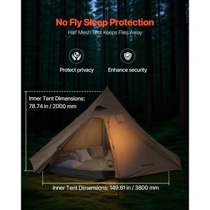 Camping tent with tipi and inner tent, lightweight for 4 people | EU