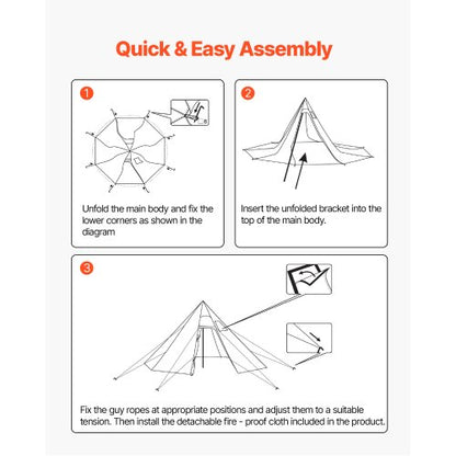 Camping tent with tipi and inner tent, lightweight for 4 people | EU