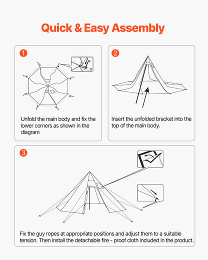 Hot Tent for 2 Persons, Portable Winter Tipi Tent with Stove Jack, Waterproof Canvas Camping Tents, Lightweight 4 Season Shelter Tents for Hiking Fishing Backpacking, S Size