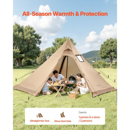 Tipi Beheiztes Zelt mit Herdanschluss, wasserdicht, tragbar, für Camping, 4 Personen | EU