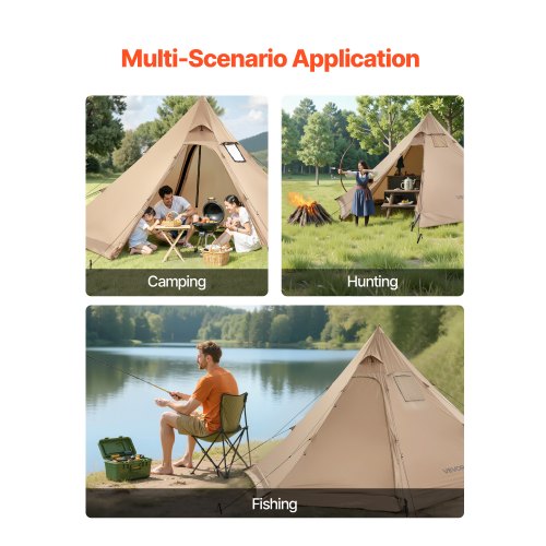 Tipi Beheiztes Zelt mit Herdanschluss, wasserdicht, tragbar, für Camping, 4 Personen | EU