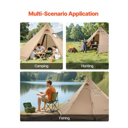 Tipi Beheiztes Zelt mit Herdanschluss, wasserdicht, tragbar, für Camping, 4 Personen | EU