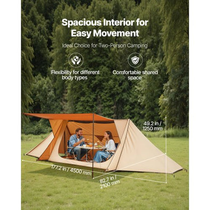 Lightweight tent with stove jack and 2 tarpaulin poles for 2 people | EU