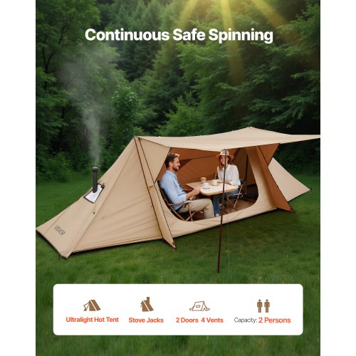 Lightweight tent with stove jack and 2 tarpaulin poles for 2 people | EU