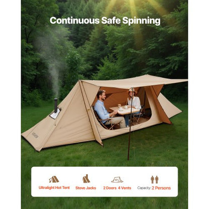 Lightweight tent with stove jack and 2 tarpaulin poles for 2 people | EU