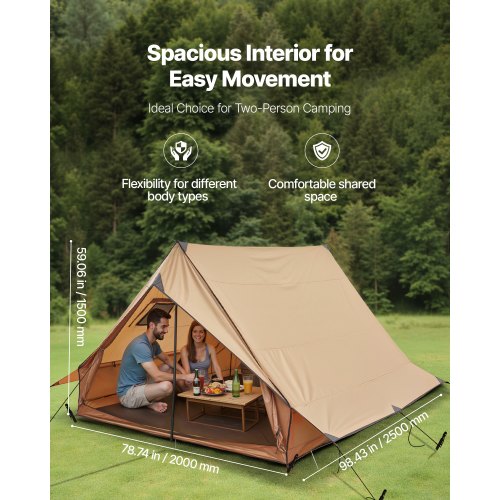 Kabinen-Warmzelt mit Ofenmantel und Bodenmatte, leichtes Camping für 2 Personen | EU