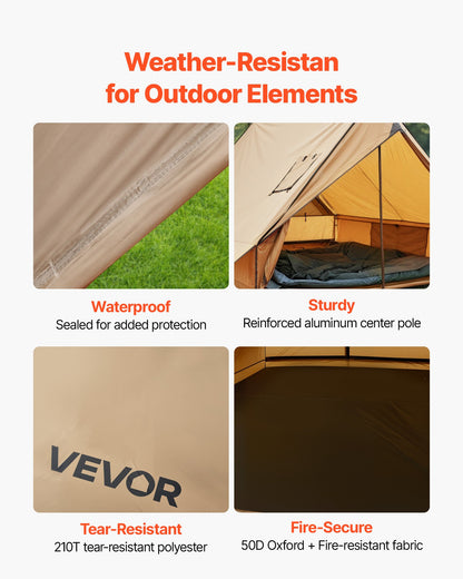 Camping Hot Tent, 2 Persons Cabin Tent with Stove Jack & Poles, Waterproof Winter Tents Shelters with Fireproof Ground Mat, Portable 4 Season Tents for Hiking Fishing Hunting Backpacking
