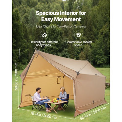 Cabin Hot Tent with Stove Outlet Lightweight Waterproof Camping for 2 People | EU