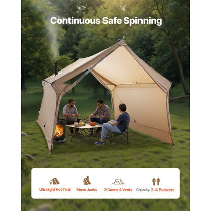 Cabin Hot Tent with Stove Outlet Lightweight Waterproof Camping for 2 People | EU