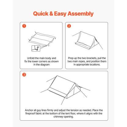 Cabin Hot Tent with Stove Outlet Lightweight Waterproof Camping for 2 People | EU
