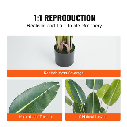 Artificial Birds of Paradise, 1.5m Tall Artificial Plant, PE Material and Tip-over Protection, Low Maintenance Plant, Lifelike Green Fake Tree for Home Office Warehouse Decor Indoor Outdoor