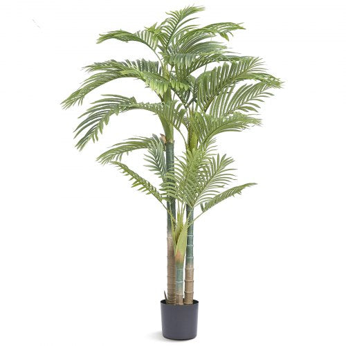 Artificial Gold Cane Palm Tree, 6.5 FT Tall Faux Plant, PE Material & Anti-Tip Tilt Protection Low-Maintenance Plant, Lifelike Green Fake Tree for Home Office Warehouse Decor Indoor Outdoor