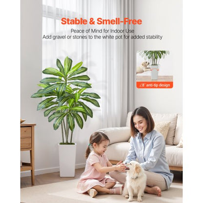 1524 mm künstlicher Drachenbaum Kunstpflanze mit weißem Topf im Innenbereich | EU