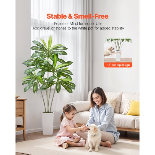 1829 mm künstlicher Drachenbaum Kunstpflanze mit weißem Topf im Innenbereich | EU