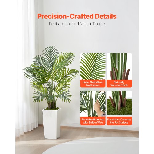 1219 mm 2-pack konstgjorda Areca-palmer med vit kruka för inomhusbruk |  EU