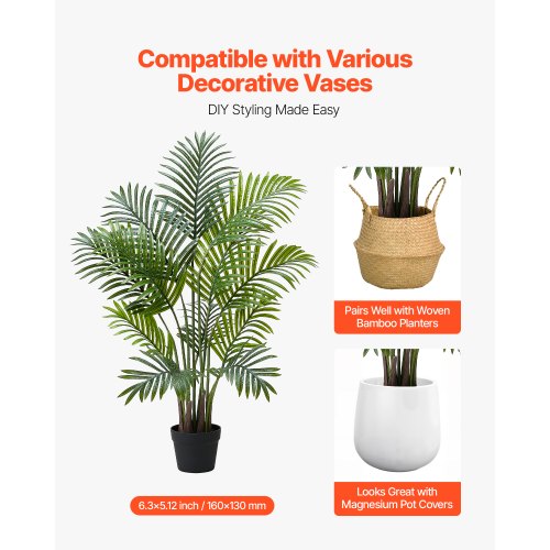 1219 mm 2-pack konstgjorda Areca-palmer med vit kruka för inomhusbruk |  EU