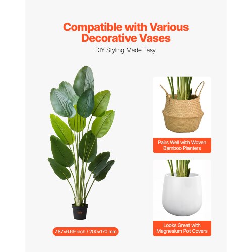 1829 mm Artificial Bird of Paradise Tree Artificial Plant with Pot Indoor | EU