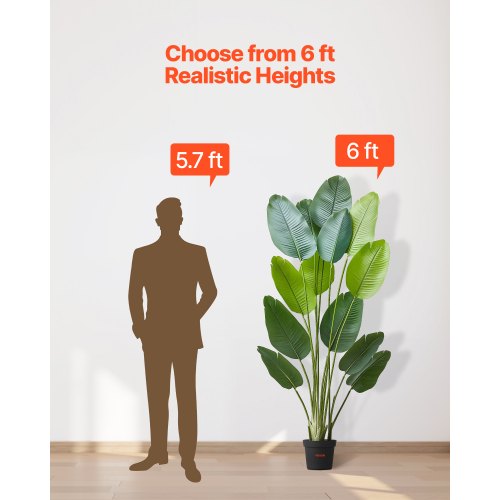 1829 mm Artificial Bird of Paradise Tree Artificial Plant with Pot Indoor | EU