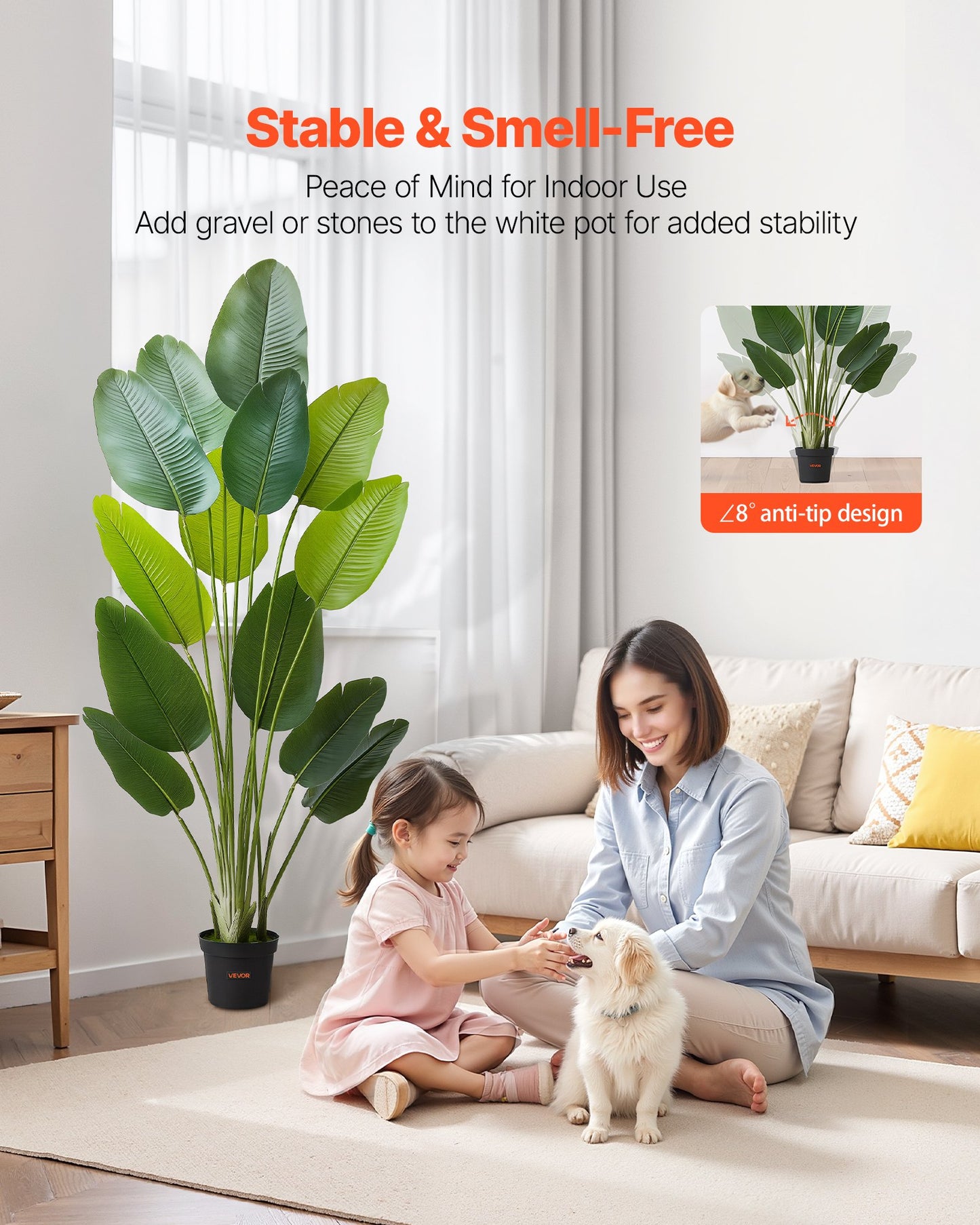 Artificial Bird of Paradise 6 ft Tall, Fake Tropical Plants with with 13 Trunks & White Pot, Faux Floor Silk Tree, Large Trees for Home Office Living Room Decor House Warming, Indoor Outdoor