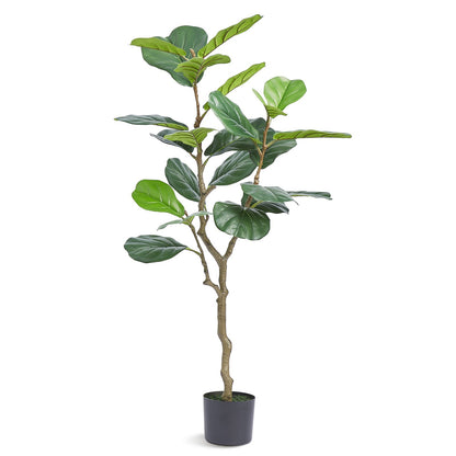 Artificial Fiddle Leaf Fig Tree, 4 FT, Safe PE Material &amp; Tip-over Protection Low Maintenance Humid Plant, Lifelike Green Fake Potted Tree for Home Office Warehouse Decor Indoor Outdoor