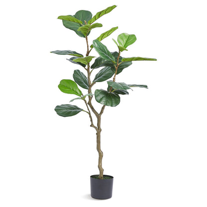 Artificial Fiddle Leaf Fig Tree, 4 FT, Safe PE Material &amp; Tip-over Protection Low Maintenance Humid Plant, Lifelike Green Fake Potted Tree for Home Office Warehouse Decor Indoor Outdoor