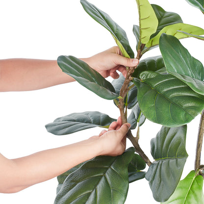 Artificial Fiddle Leaf Fig Tree, 4 FT, Safe PE Material &amp; Tip-over Protection Low Maintenance Humid Plant, Lifelike Green Fake Potted Tree for Home Office Warehouse Decor Indoor Outdoor