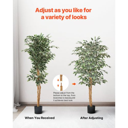 150 cm konstgjord fikusträd hög konstväxt med kruka för inomhusdekoration |  EU