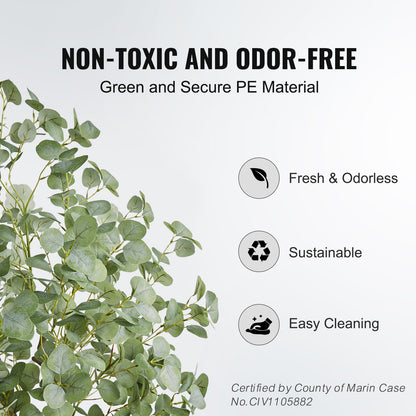 Artificial Eucalyptus Tree, 1.8m High Fake Plant, Safe PE Material and Tip-over Protection Low Maintenance Plant, Lifelike Green Fake Potted Tree for Home Office Decor Indoor Outdoor
