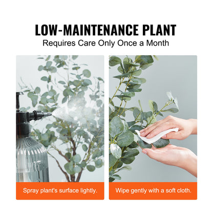 Artificial Eucalyptus Tree, 1.8m High Fake Plant, Safe PE Material and Tip-over Protection Low Maintenance Plant, Lifelike Green Fake Potted Tree for Home Office Decor Indoor Outdoor