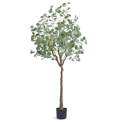 Artificial Eucalyptus Tree, 1.8m High Fake Plant, Safe PE Material and Tip-over Protection Low Maintenance Plant, Lifelike Green Fake Potted Tree for Home Office Decor Indoor Outdoor