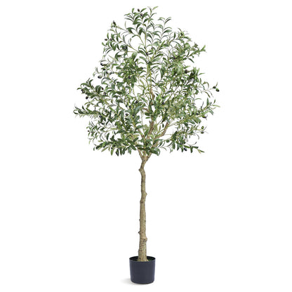 Artificial Olive Tree, 1.8m High Fake Plant, Safe PE Material and Tipover Protection Low Maintenance Plant, Lifelike Green Fake Potted Tree for Home Office Warehouse Decor Indoor Outdoor