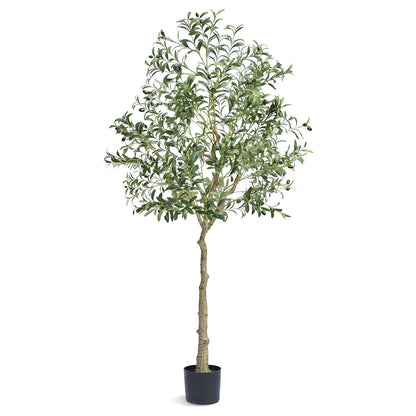 Artificial Olive Tree, 1.8m High Fake Plant, Safe PE Material and Tipover Protection Low Maintenance Plant, Lifelike Green Fake Potted Tree for Home Office Warehouse Decor Indoor Outdoor