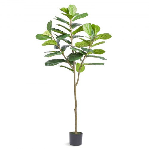 Artificial Fiddle Leaf Fig Tree, 6 FT, Secure PE Material & Anti-Tip Tilt Protection Low-Maintenance Faux Plant, Lifelike Green Fake Potted Tree for Home Office Warehouse Decor Indoor Outdoor