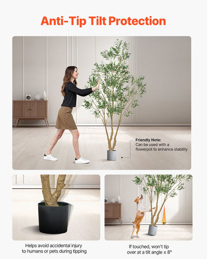 8FT Artificial Olive Tree with Black Pot, Tall Fake Tree with Natural Wood Trunk & Realistic Green Leaves and Fruits, Indoor Faux Plant for Home, Office, Living Room, Corner Decor