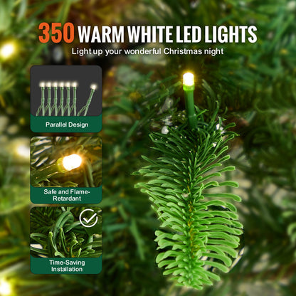Christmas Tree 6.5 Feet Prelit Artificial Tree with 350 White LEDs 900 Tips