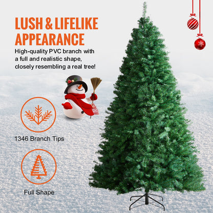 Christmas Tree, 7.5ft Artificial Xmas Tree, Full Holiday Decor Tree with 1346 Branch Tips and Metal Base for Home Party Office Decoration