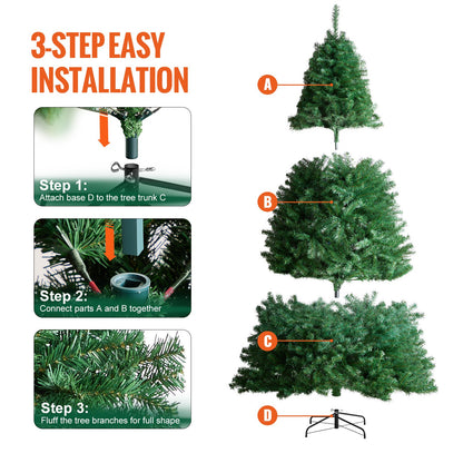 Christmas Tree, 7.5ft Artificial Xmas Tree, Full Holiday Decor Tree with 1346 Branch Tips and Metal Base for Home Party Office Decoration