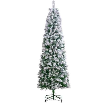 Christmas Tree 6.5 Feet Pre-Lighted Flocked Christmas Tree with 250 LED Lights 814 Tips