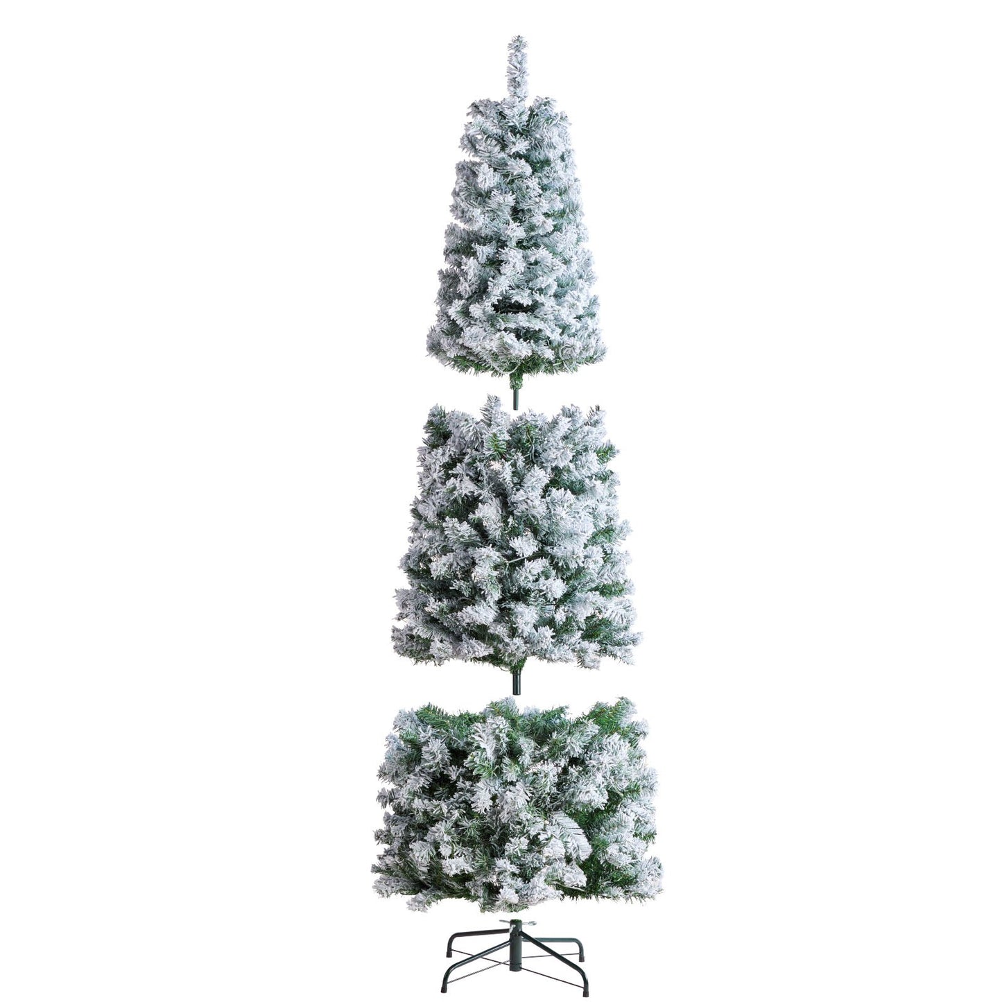 Christmas Tree 6.5 Feet Pre-Lighted Flocked Christmas Tree with 250 LED Lights 814 Tips