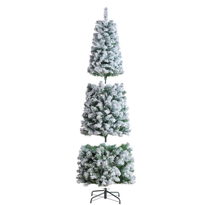 Christmas Tree 6.5 Feet Pre-Lighted Flocked Christmas Tree with 250 LED Lights 814 Tips