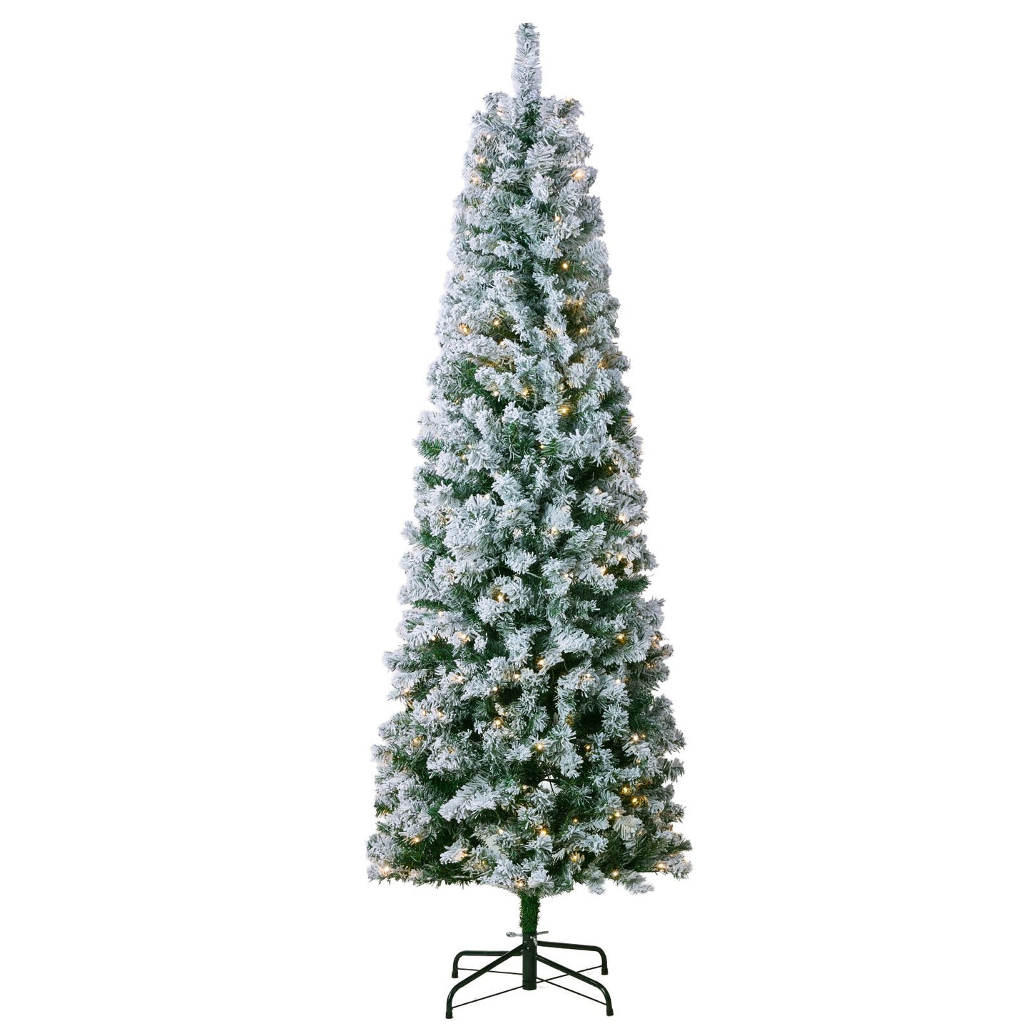 Christmas Tree 6.5 Feet Pre-Lighted Flocked Christmas Tree with 250 LED Lights 814 Tips