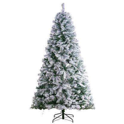Christmas Tree 7.5 Feet Pre-Lighted Flocked Christmas Tree with 550 LED Lights 1346 Lace