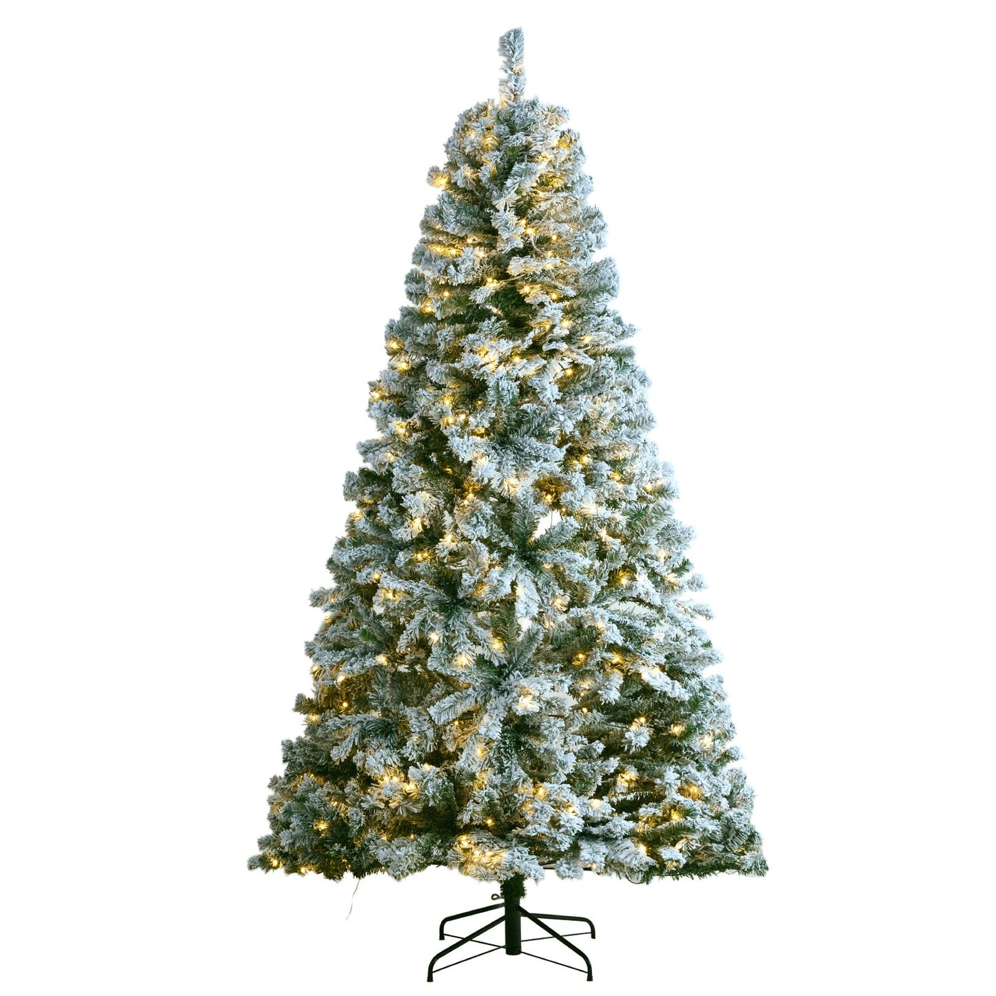 Christmas Tree 7.5 Feet Pre-Lighted Flocked Christmas Tree with 550 LED Lights 1346 Lace