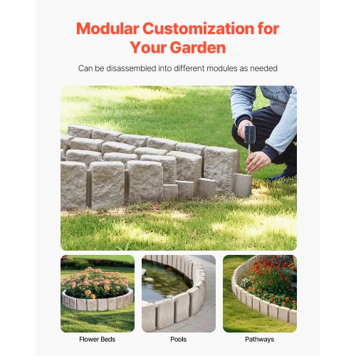 Landschaftseinfassung aus Kunststein, 120 x 23 cm, Rasenkante, lichtbeständig | EU