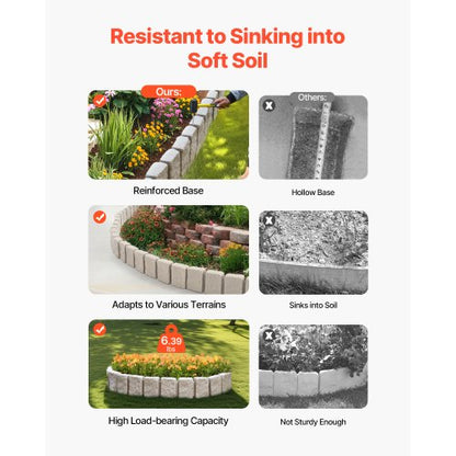 Landschaftseinfassung aus Kunststein, 120 x 23 cm, Rasenkante, lichtbeständig | EU