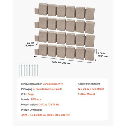 Landschaftseinfassung aus Kunststein, 120 x 23 cm, Rasenkante, lichtbeständig | EU