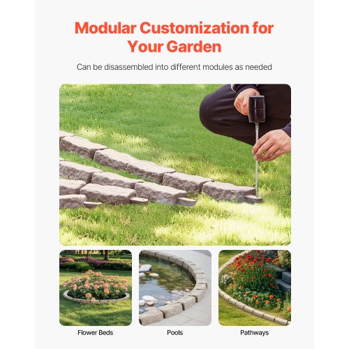 Fake Stone Landscape Edging 46.2 x 2.2 inch Lawn Edging, Fade Resistant | EU