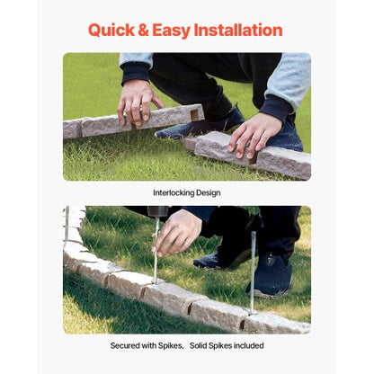 Fake Stone Landscape Edging 46.2 x 2.2 inch Lawn Edging, Fade Resistant | EU
