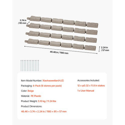 Fake Stone Landscape Edging 46.2 x 2.2 inch Lawn Edging, Fade Resistant | EU