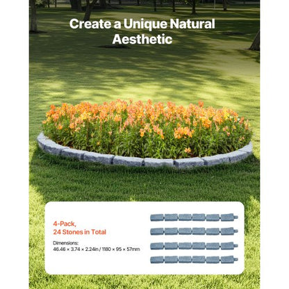 Fake Stone Landscape Edging 46.2 x 2.2 in Garden Lawn Edging for Walkway | EU